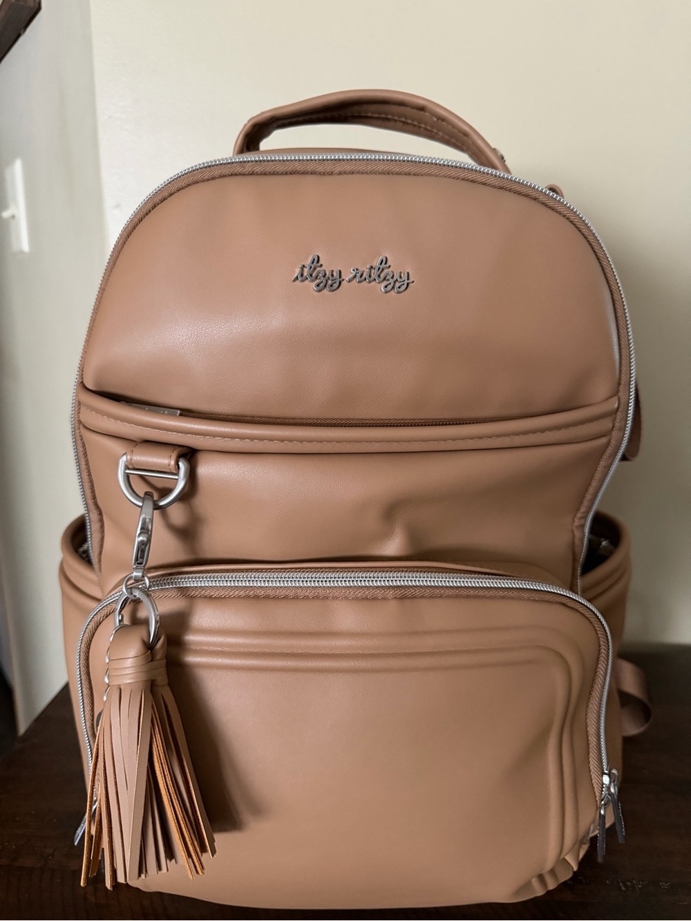 Itzy Ritzy Boss Plus Chai Diaper Bag Backpack + Changing Pad